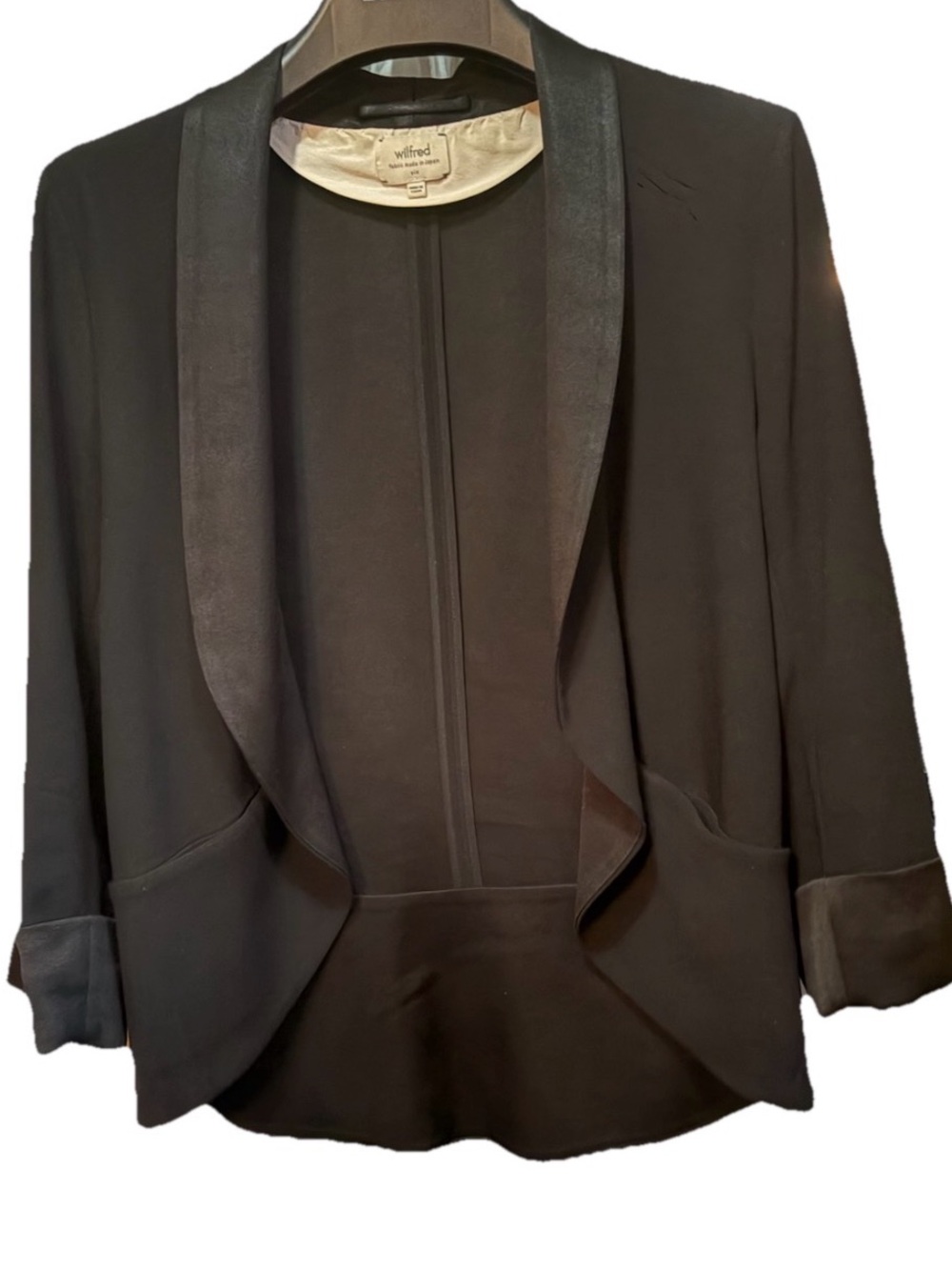 Wilfred Aritzia Chevalier Jacket Blue Open Front Shawl Collar Blazer Size 6